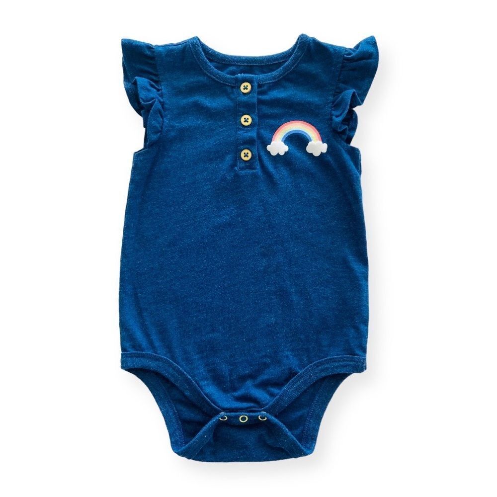 Cat & Jack Rainbow Romper with Ruffle Sleeve Size 12 Months